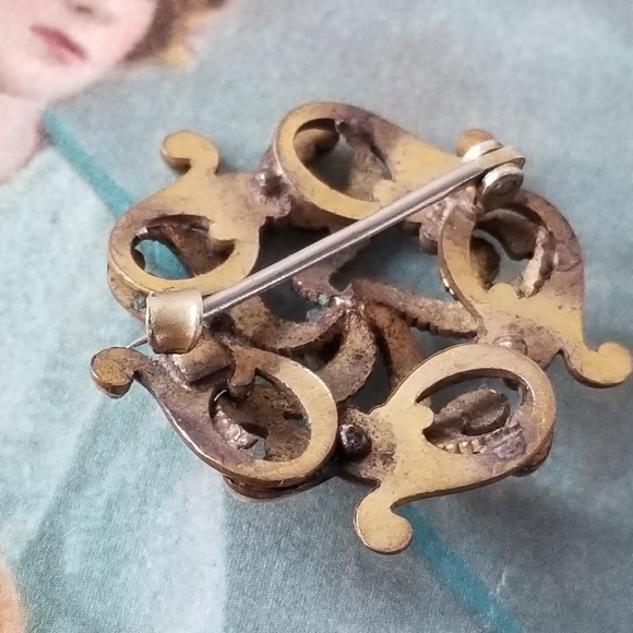 relisted -Antique 1800s opal pin Victorian gold tone - Picture 10 of 11